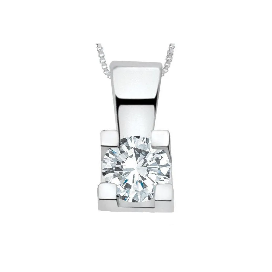 14K White Gold (0.10ct - 0.40ct) Diamond Solitaire Pendant