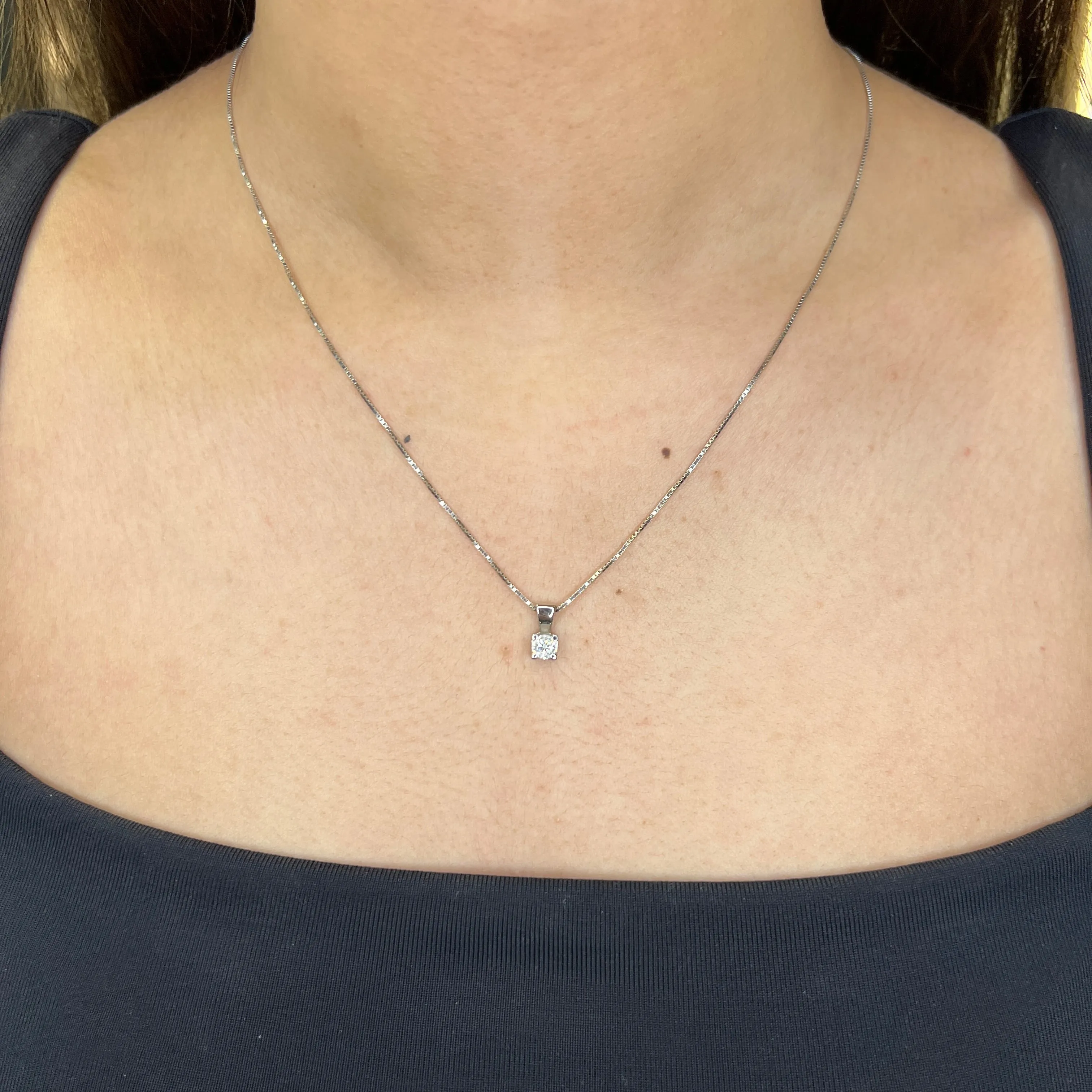14K White Gold (0.10ct - 0.40ct) Diamond Solitaire Pendant