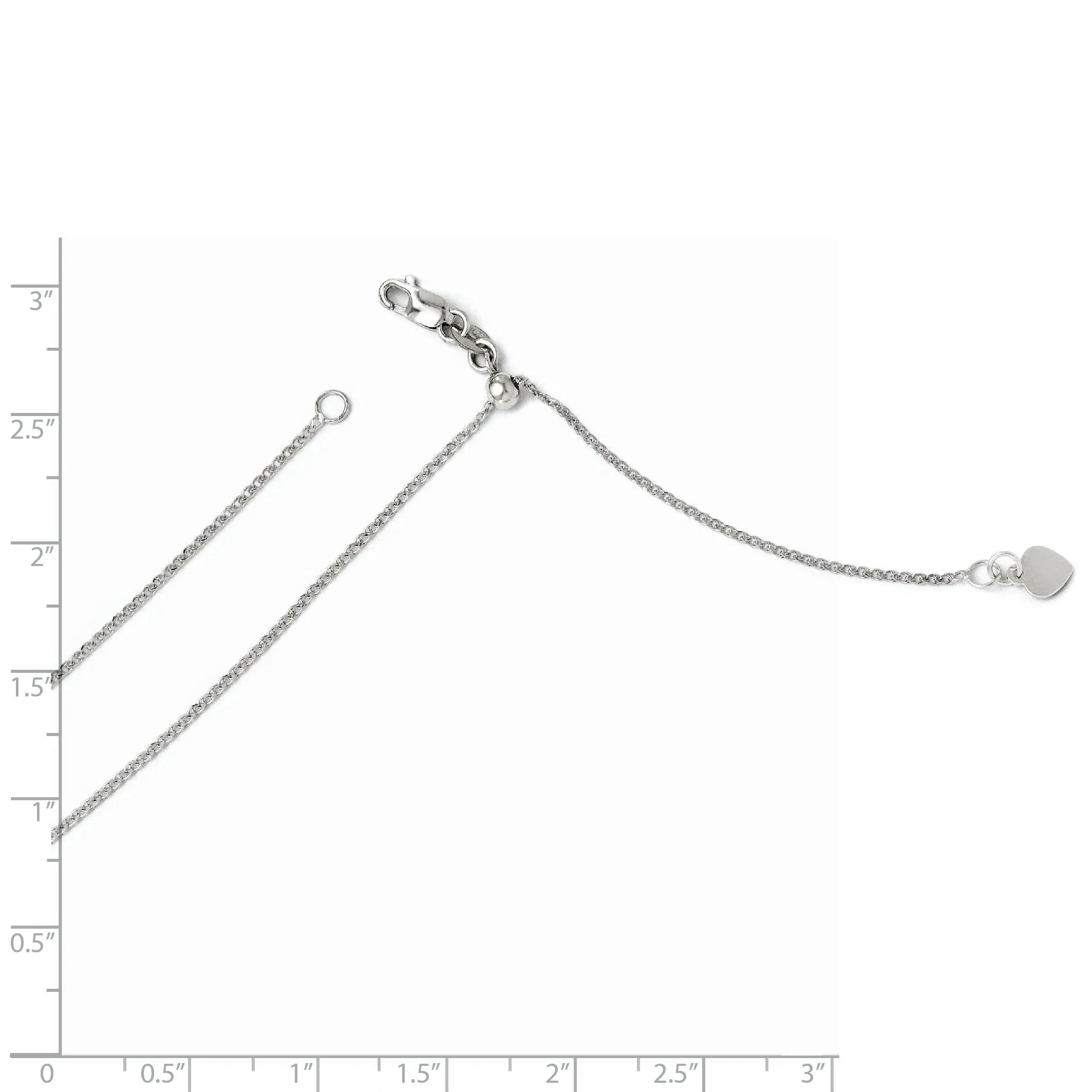 14k White Gold Adjustable Curb Chain