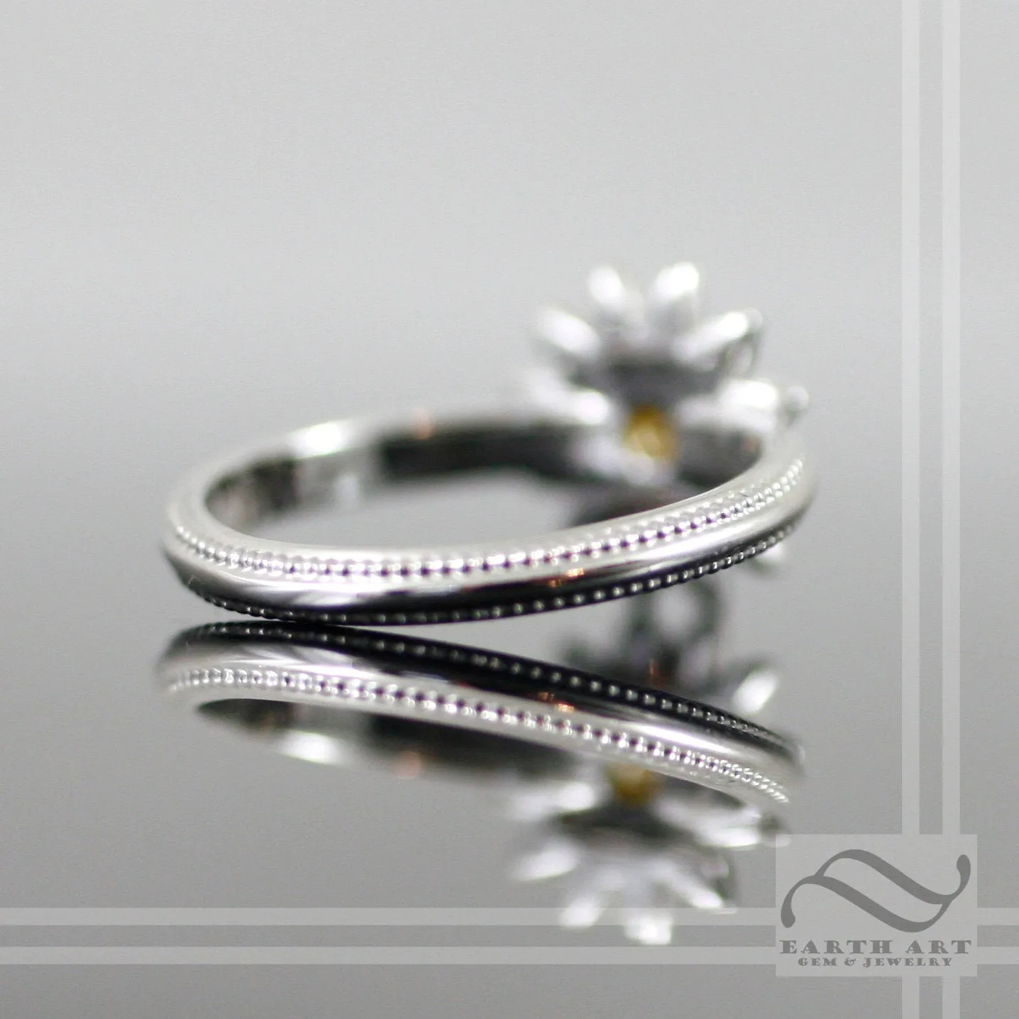 14k white gold and Diamond Daisy Ring