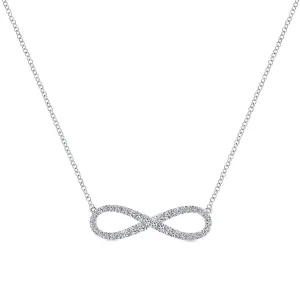 14K White Gold Diamond Infinity Symbol Pendant Necklace