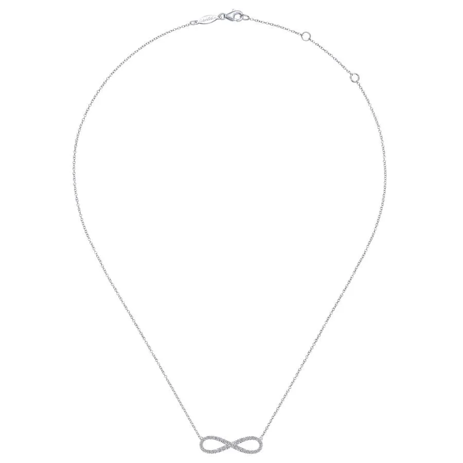 14K White Gold Diamond Infinity Symbol Pendant Necklace