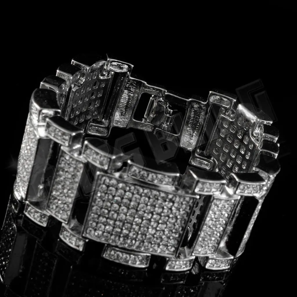 14k White Gold Iced Mini Goliath Bracelet