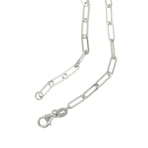 14K White Gold Thin Paperclip Necklace