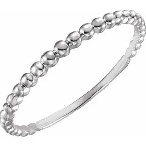 14K White Stackable Bead Ring