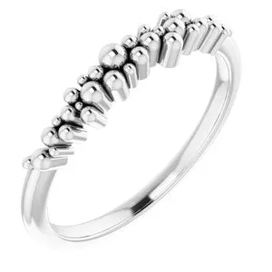 14K White Stackable Scattered Bead Ring