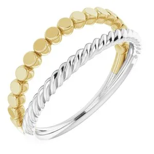 14K White/Yellow Stackable Negative Space Ring