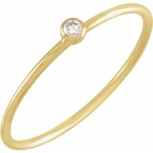 14K Yellow .03 CT Diamond Stackable Ring Size 4