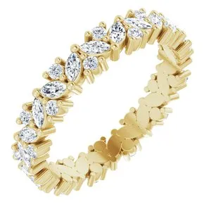 14K Yellow 1 CTW Diamond Cluster Eternity Band Size 7