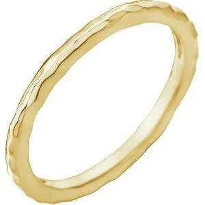 14K Yellow 2 mm Hammered Stackable Ring Size 6