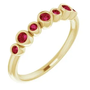 14K Yellow Chatham® Created Ruby Bezel-Set Ring