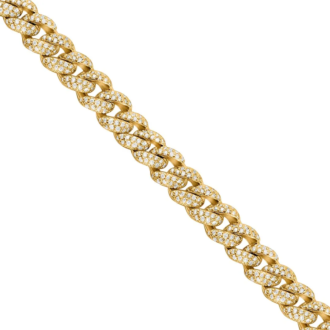 14k Yellow Gold Diamond Cuban Necklace 17.62 Ctw