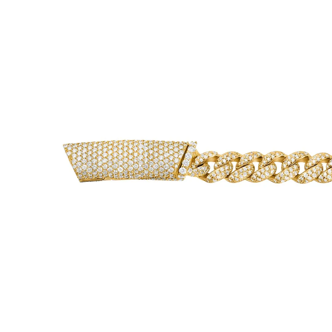 14k Yellow Gold Diamond Cuban Necklace 17.62 Ctw