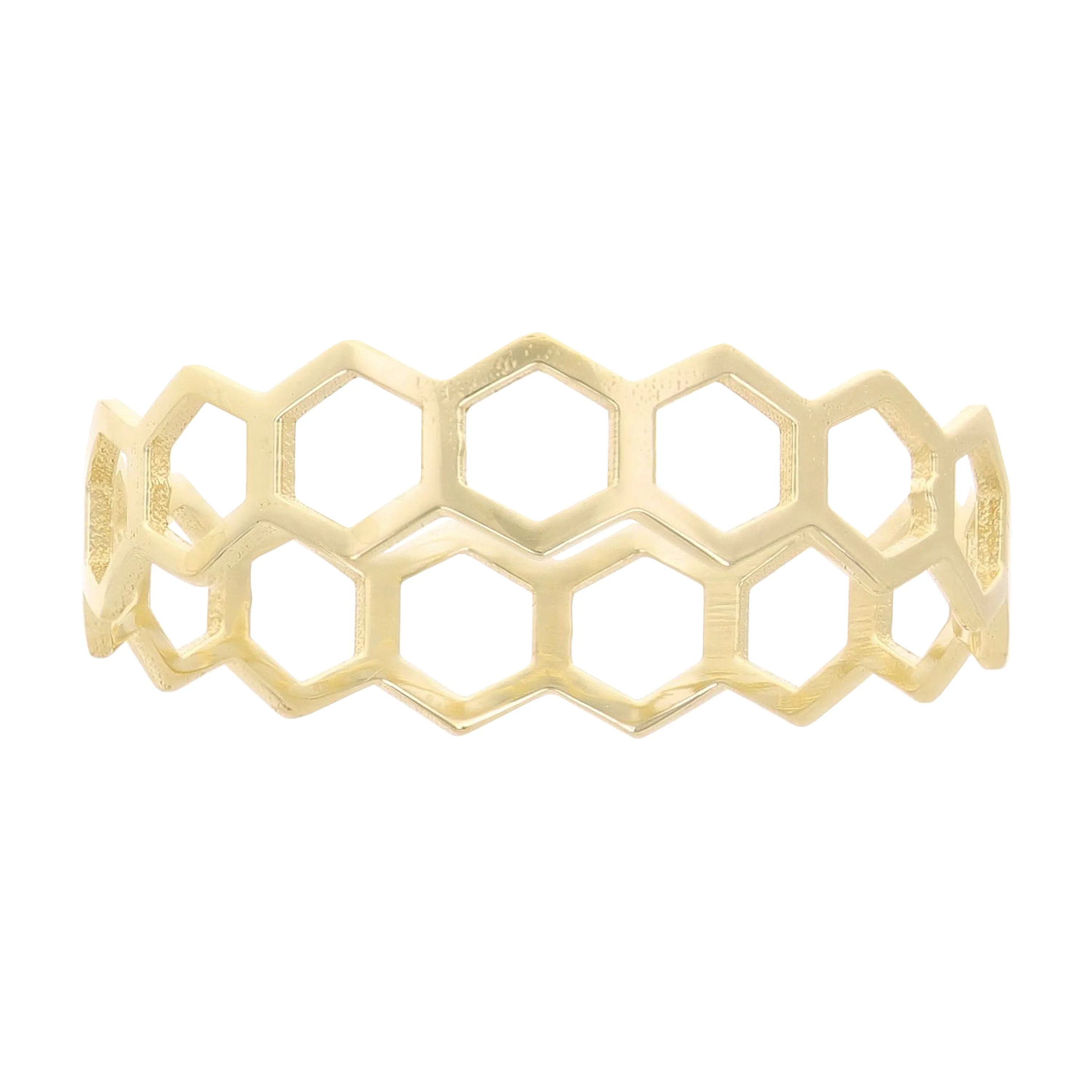 14k Yellow Gold Honeycomb Stackable Ring 5mm Size 7.5 0.9 gram