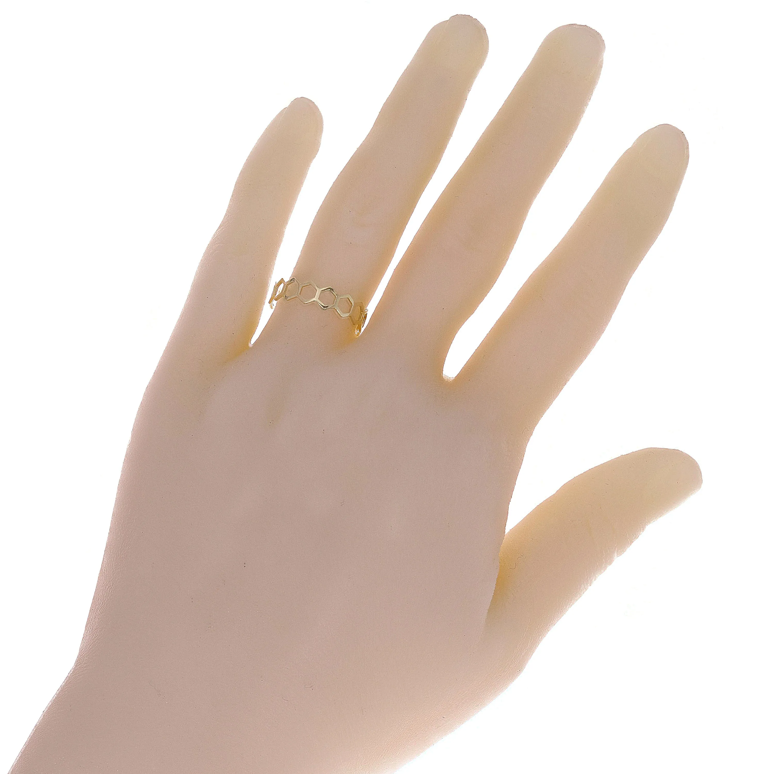 14k Yellow Gold Honeycomb Stackable Ring 5mm Size 7.5 0.9 gram