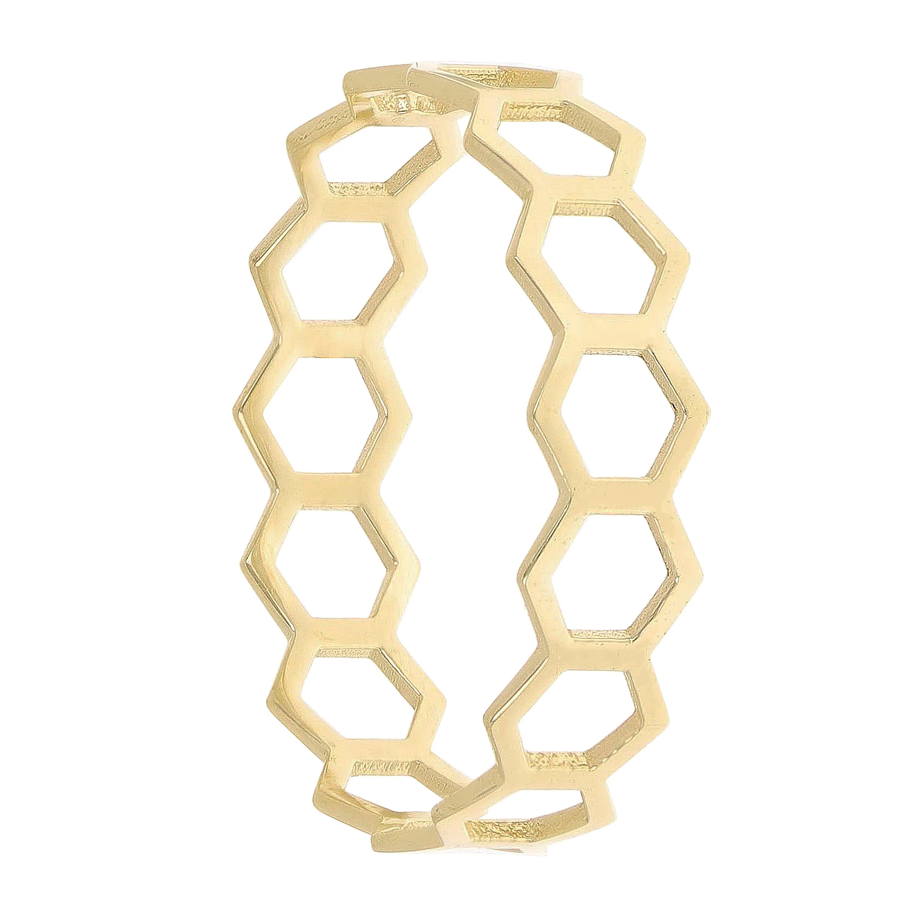 14k Yellow Gold Honeycomb Stackable Ring 5mm Size 7.5 0.9 gram