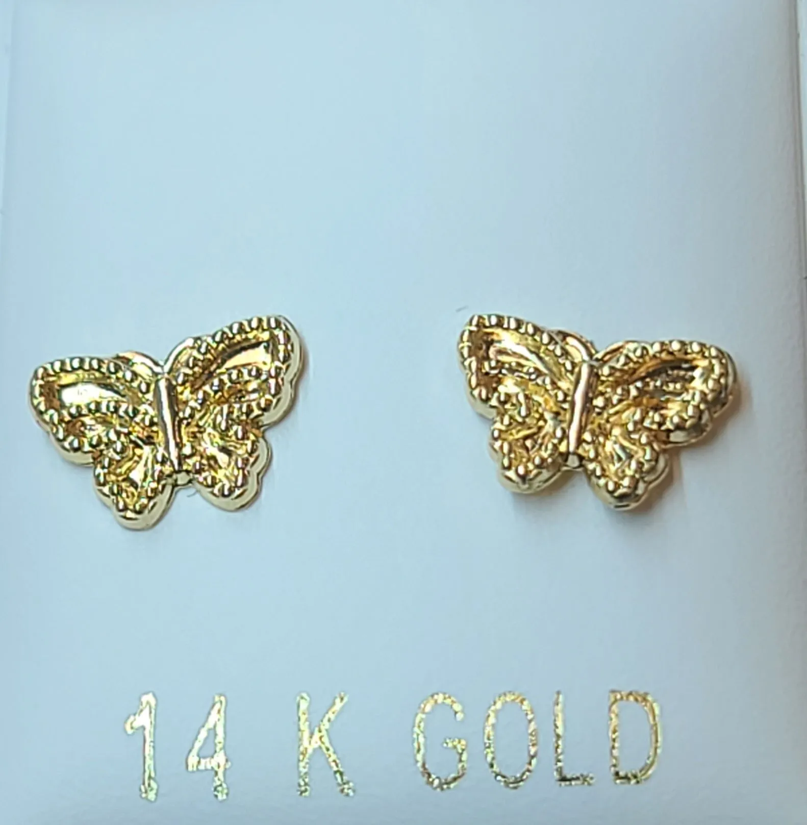 14k Yellow Gold Small Butterfly Earrings