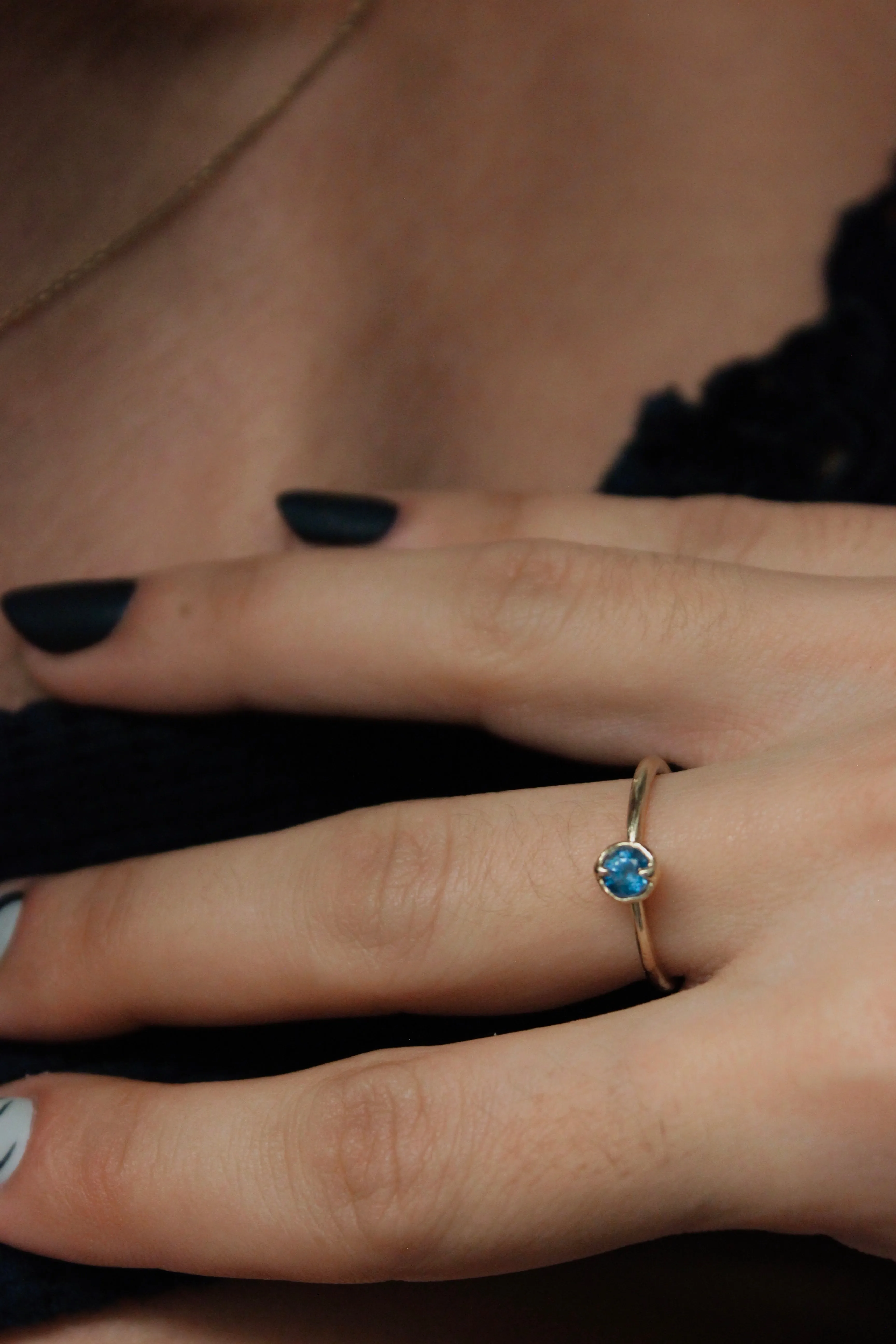14k Yellow Gold with Blue Sapphire