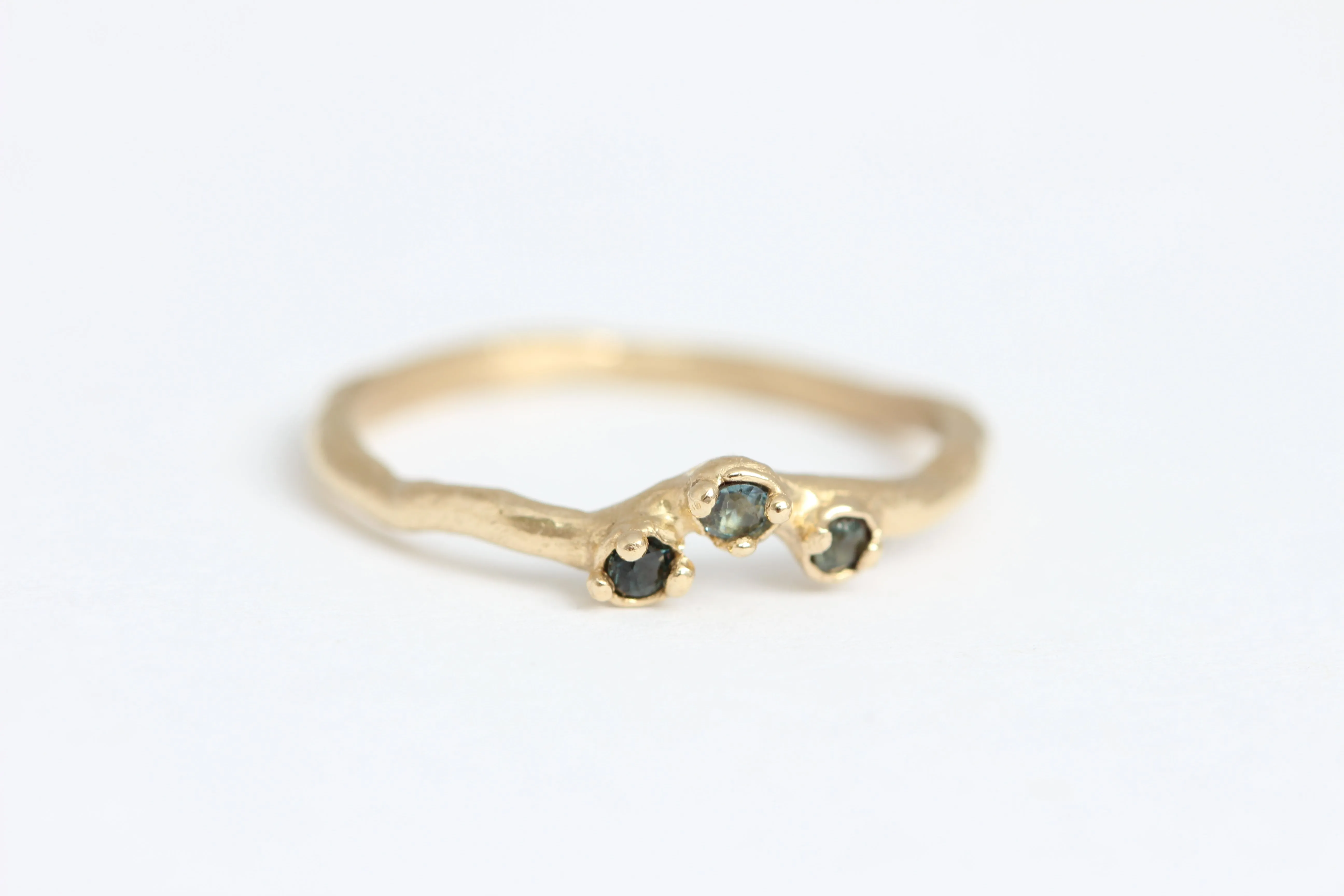 14k Yellow Gold with Green Sapphires