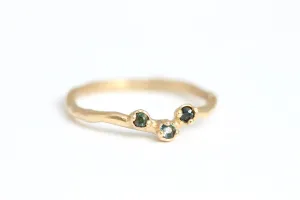 14k Yellow Gold with Green Sapphires