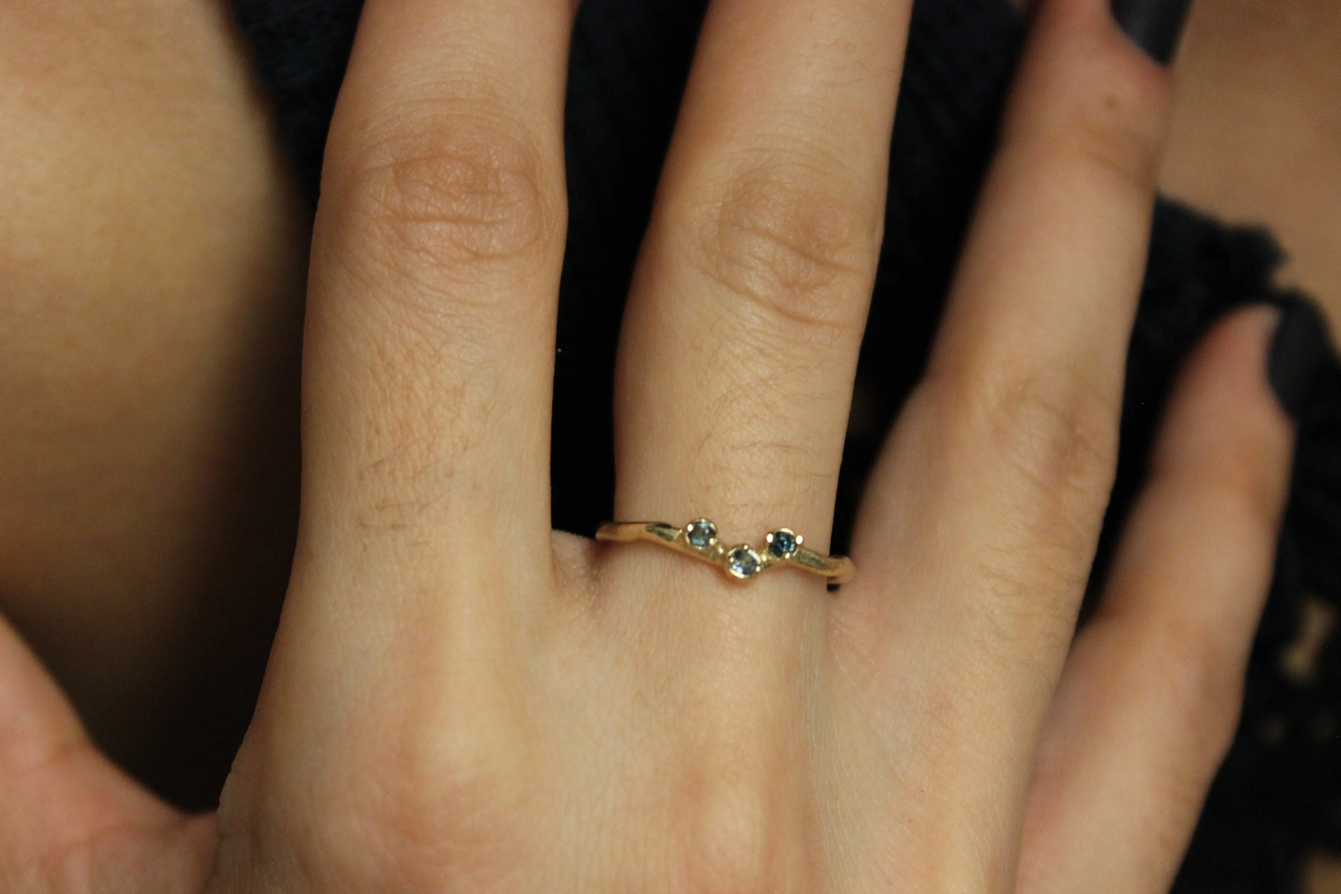14k Yellow Gold with Green Sapphires