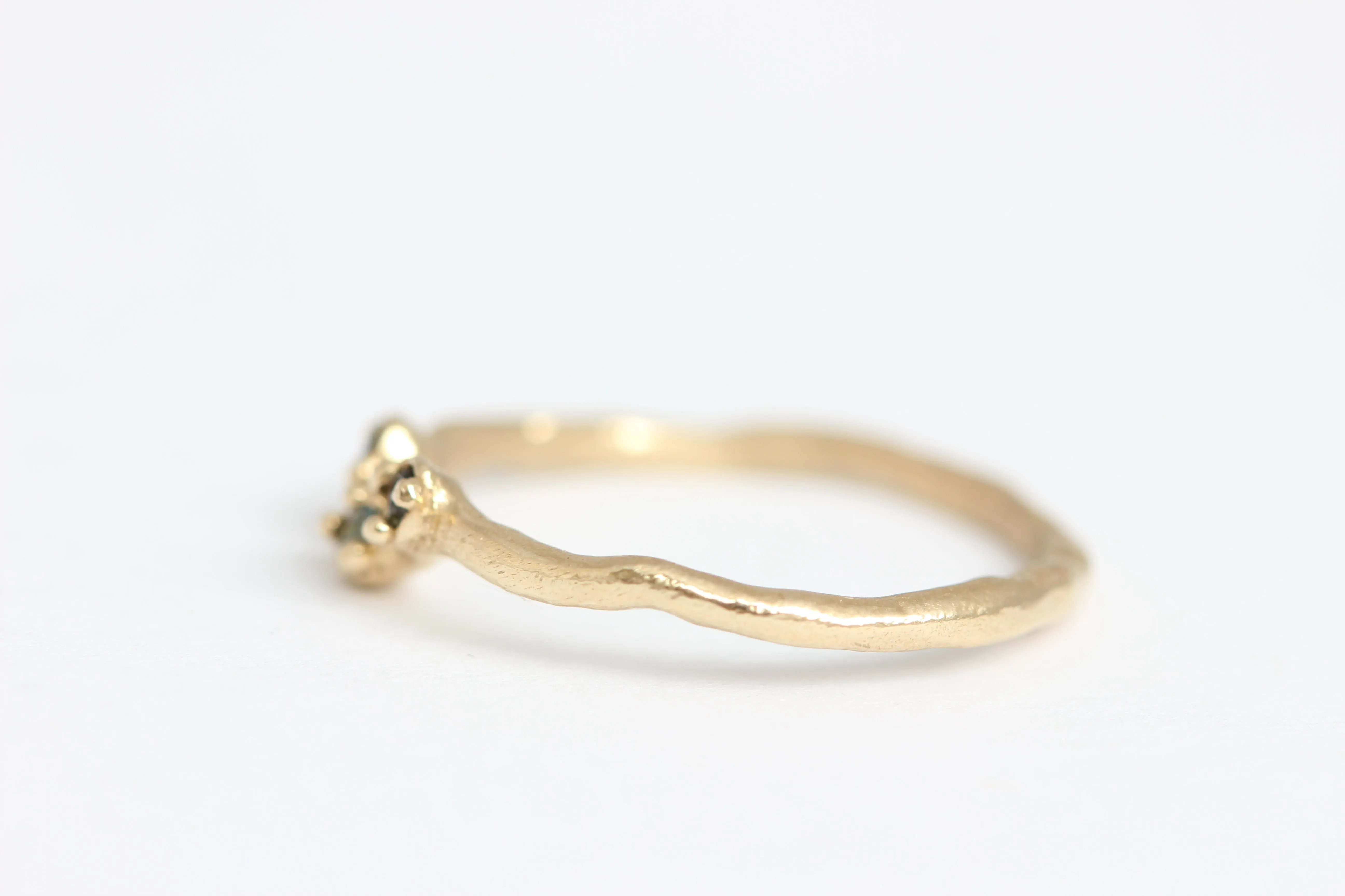 14k Yellow Gold with Green Sapphires