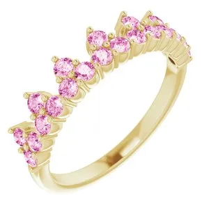 14K Yellow Natural Pink Sapphire Crown Ring