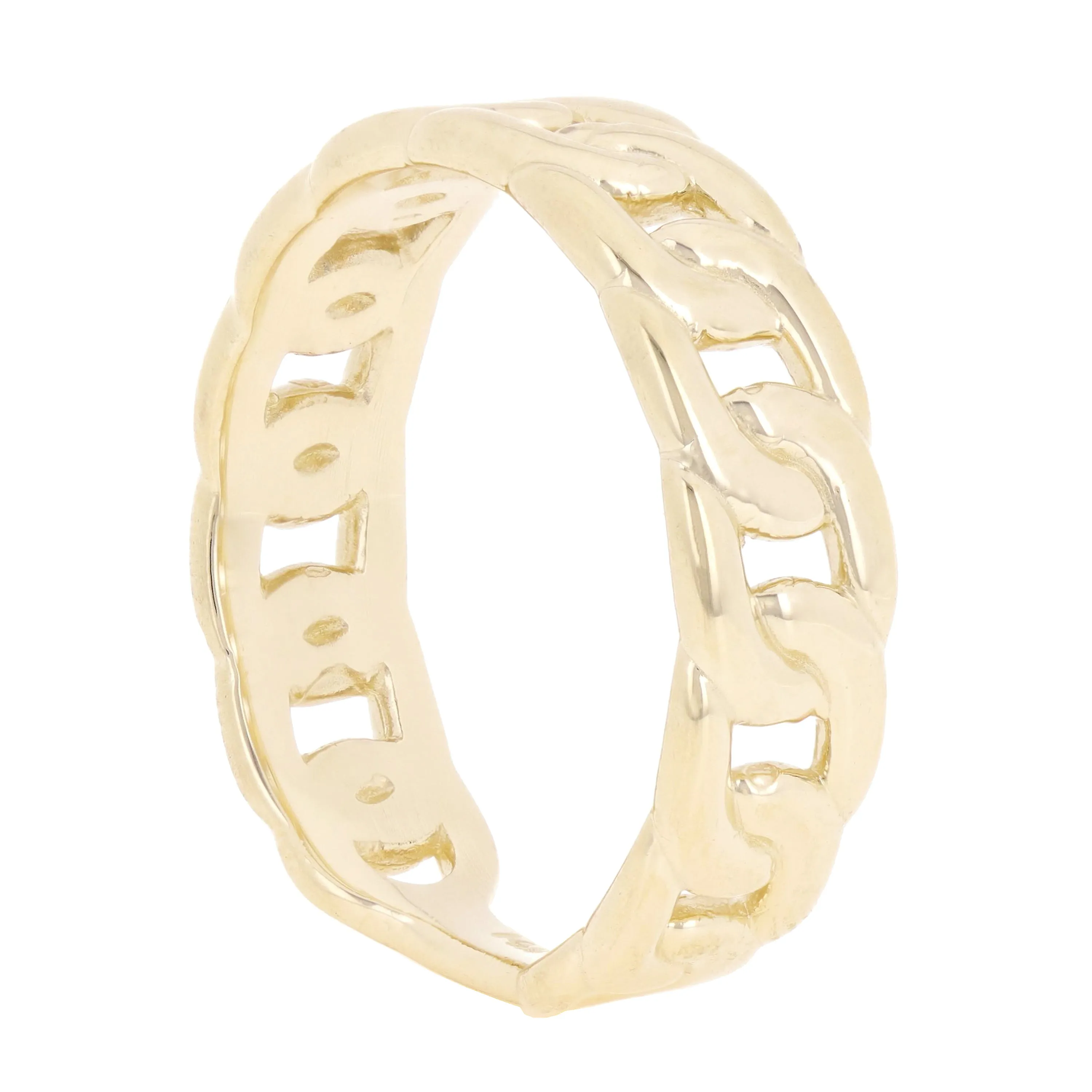 14k Yellow White or Rose Gold Cuban Link Stackable Ring