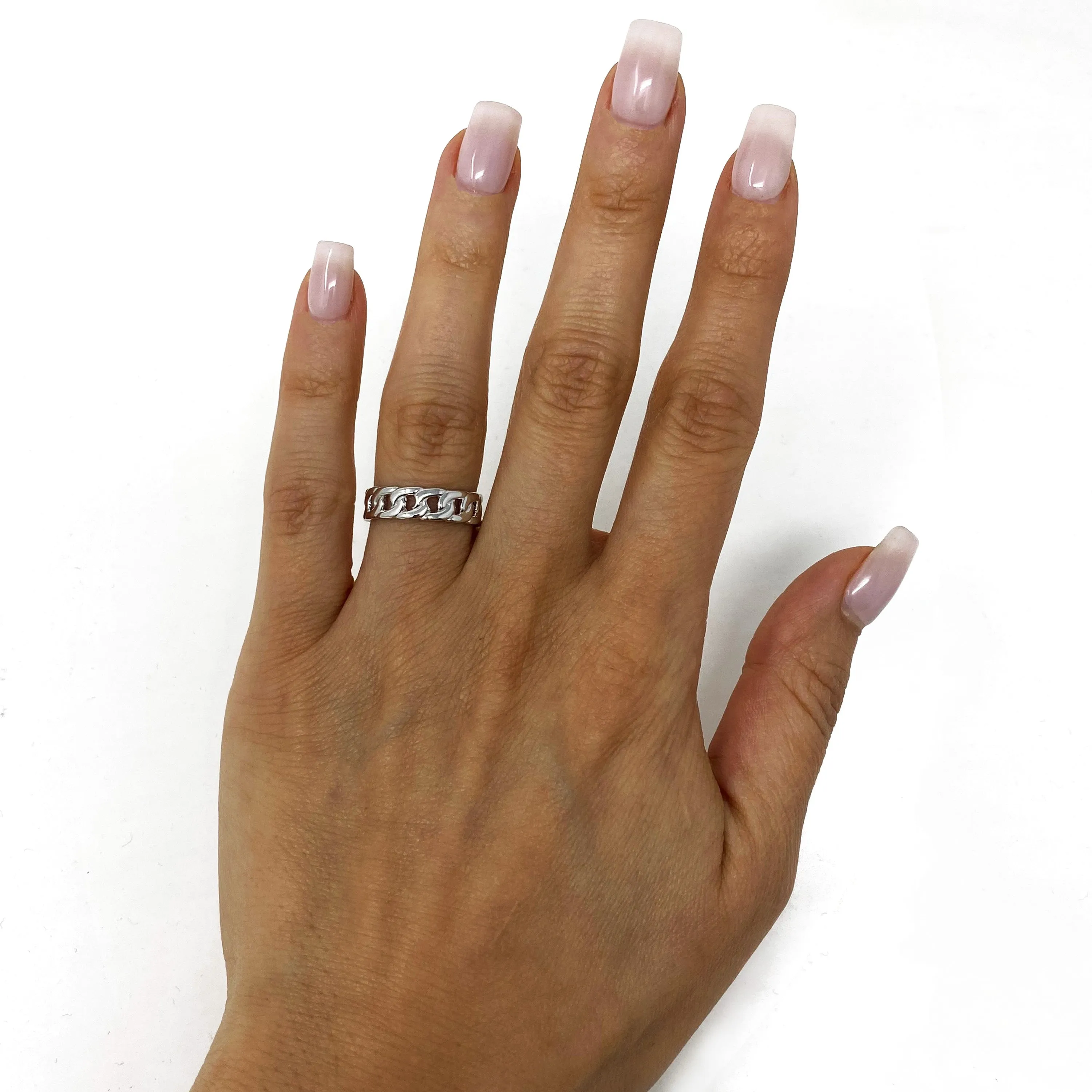 14k Yellow White or Rose Gold Cuban Link Stackable Ring