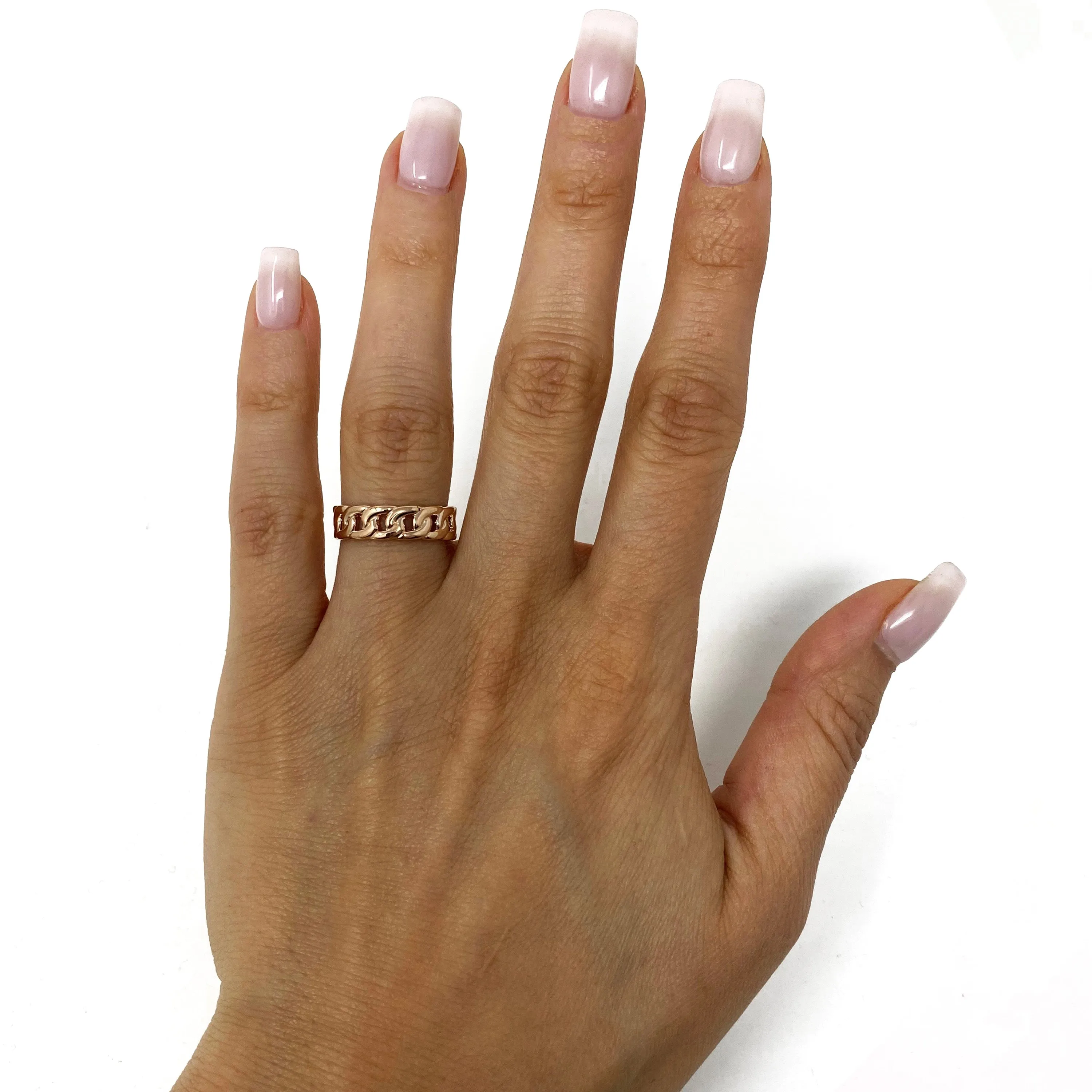 14k Yellow White or Rose Gold Cuban Link Stackable Ring