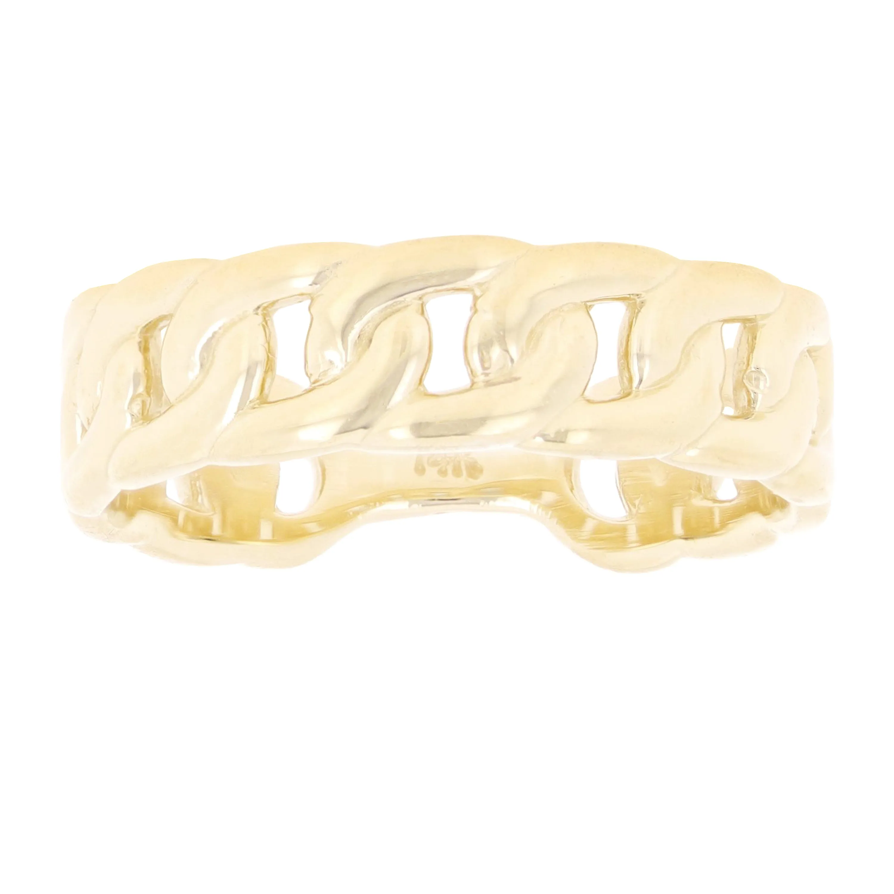 14k Yellow White or Rose Gold Cuban Link Stackable Ring