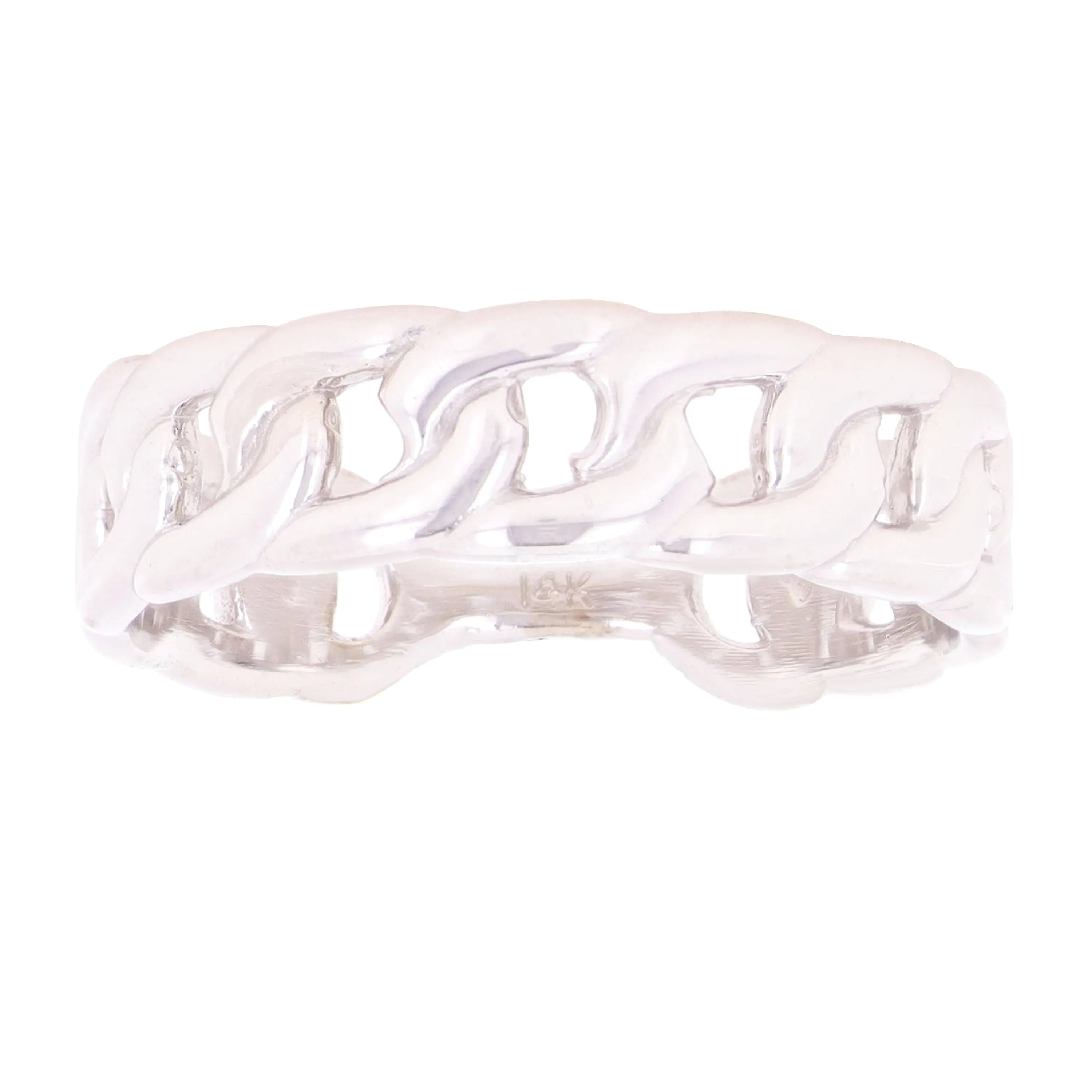 14k Yellow White or Rose Gold Cuban Link Stackable Ring