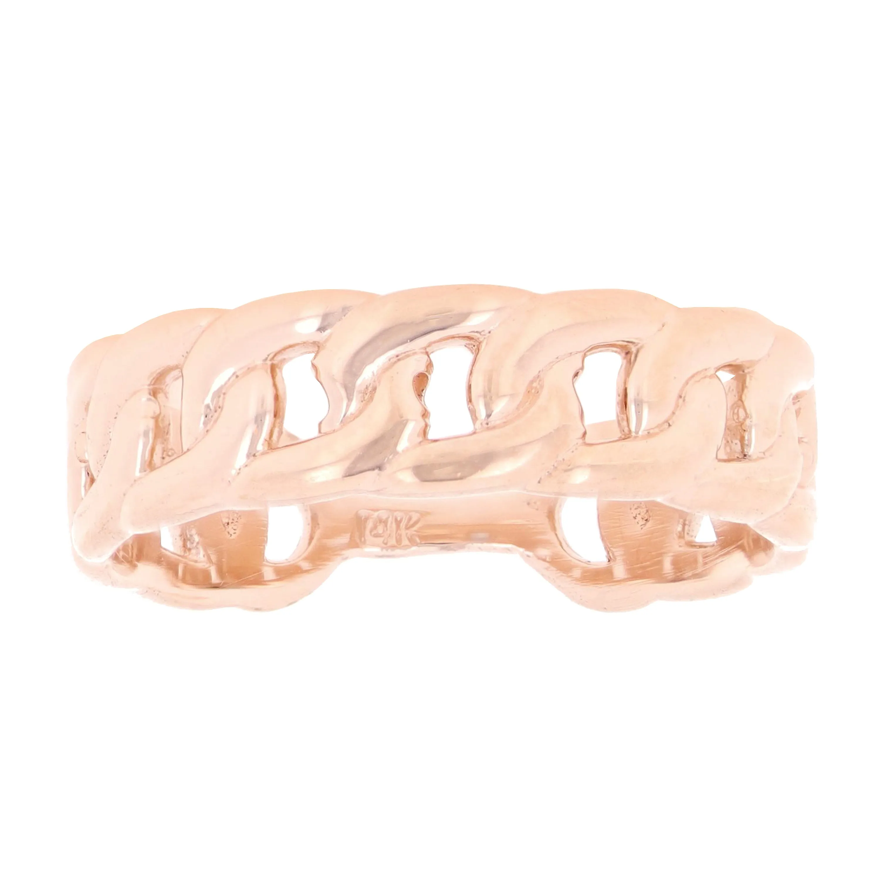 14k Yellow White or Rose Gold Cuban Link Stackable Ring