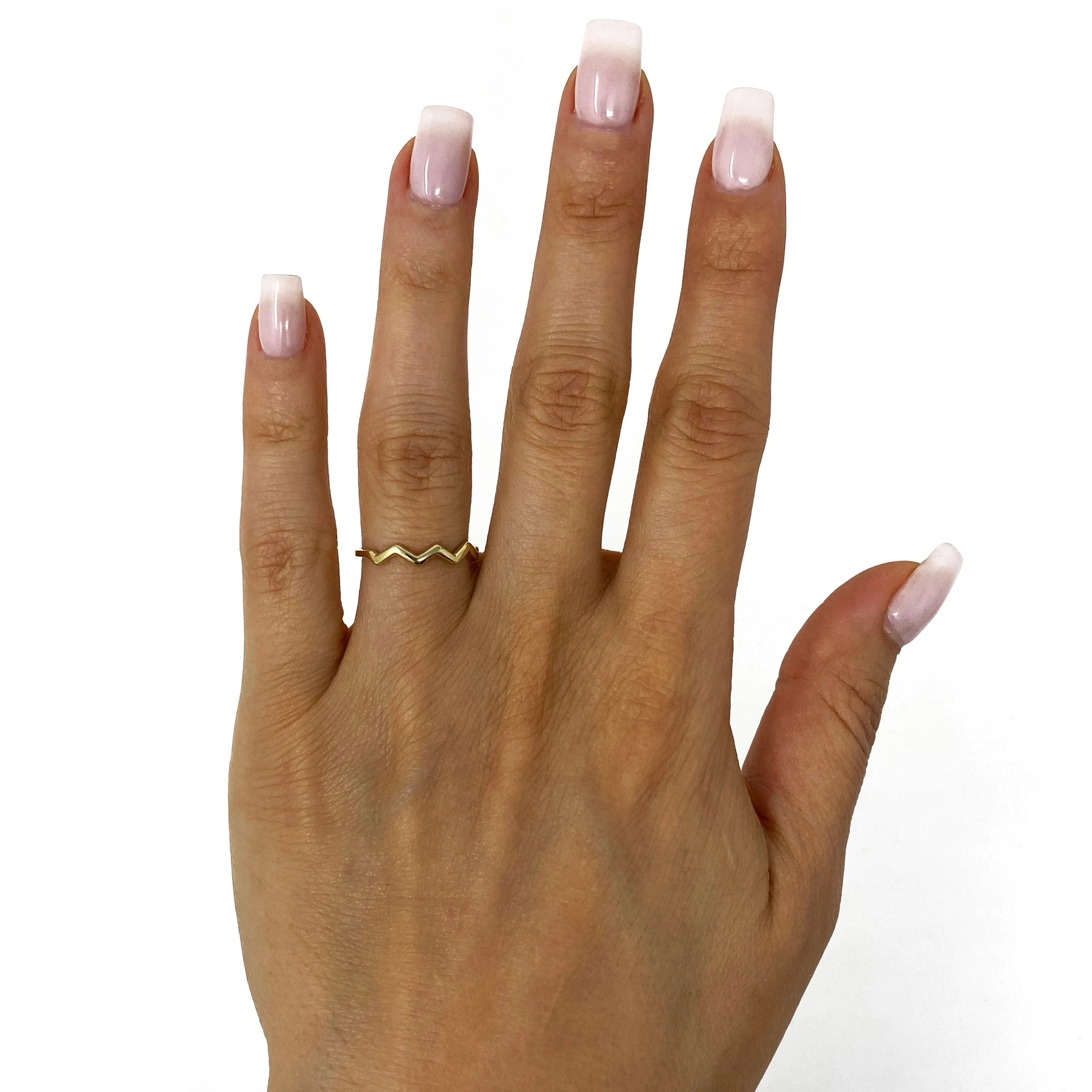 14k Yellow White or Rose Gold Stackable Wave Ring Size 6.75