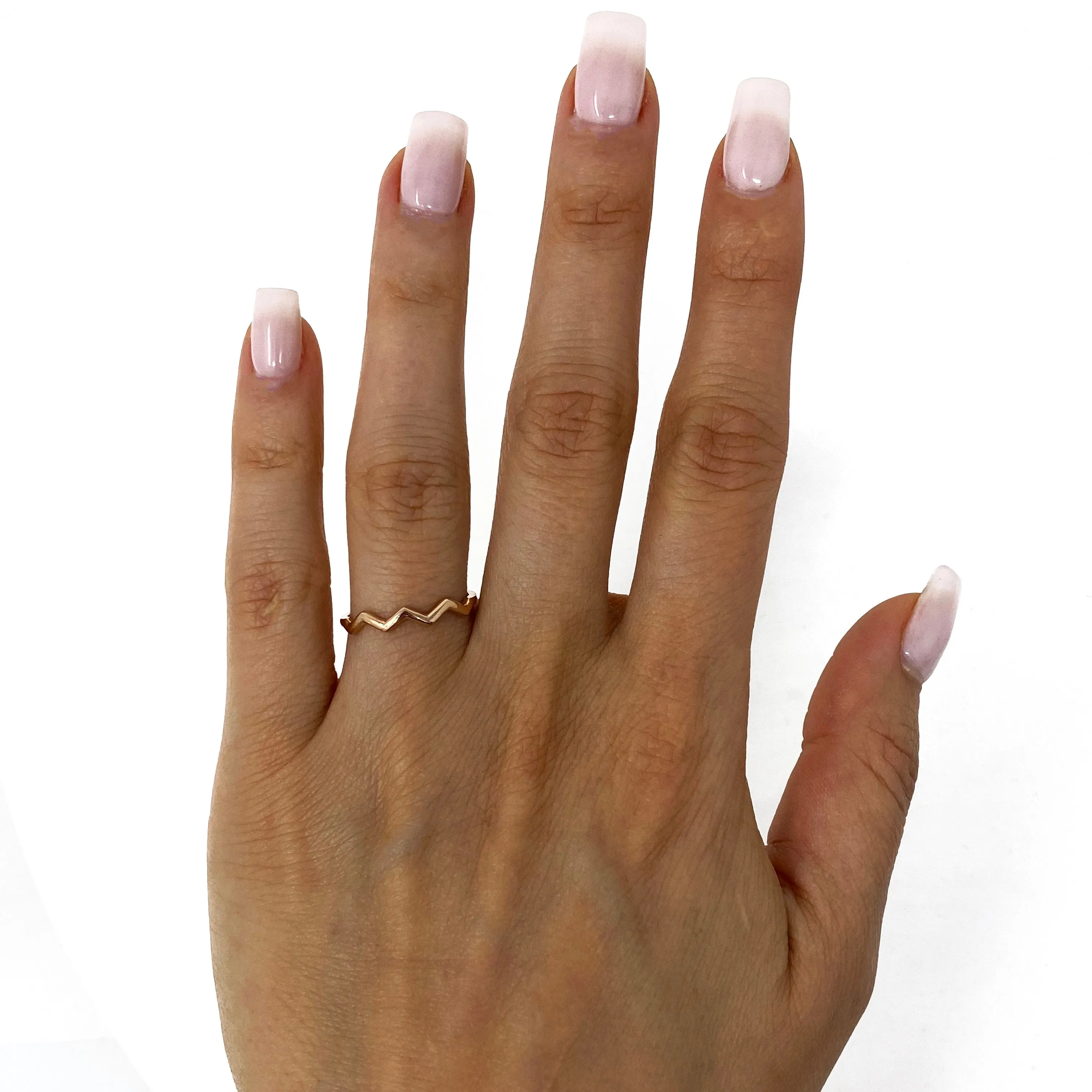 14k Yellow White or Rose Gold Stackable Wave Ring Size 6.75