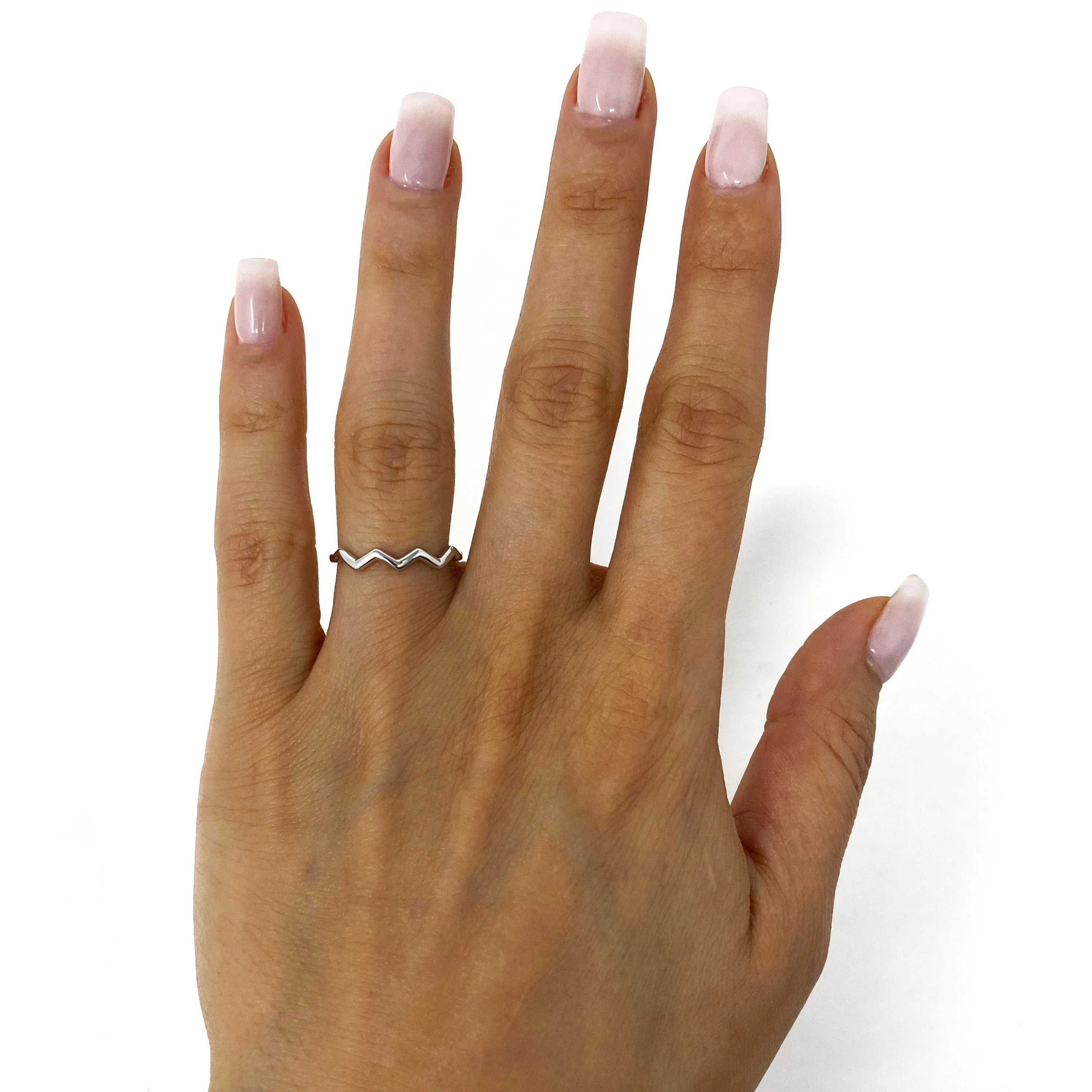 14k Yellow White or Rose Gold Stackable Wave Ring Size 6.75