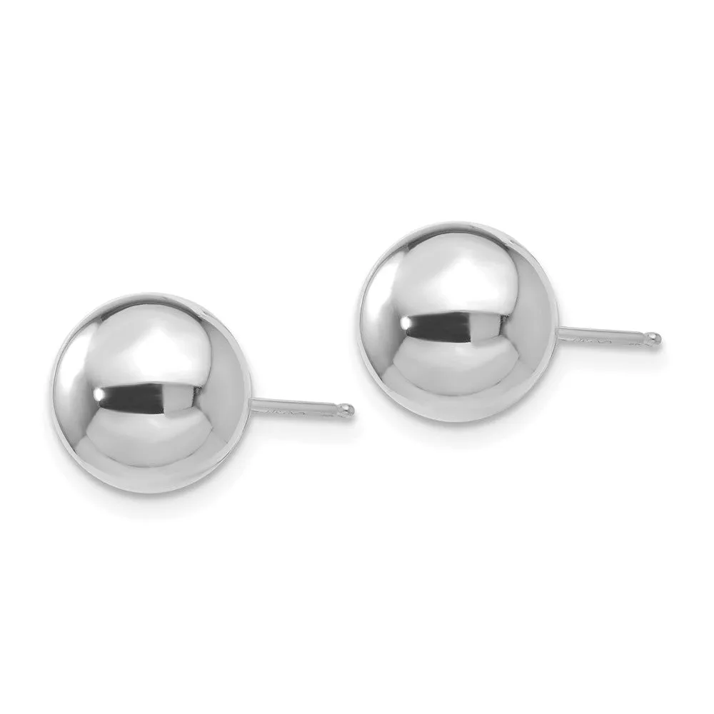 14KT White Gold 9MM Ball Stud Earrings