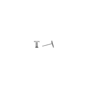 14kt White Gold CZ Initial T Stud Earrings