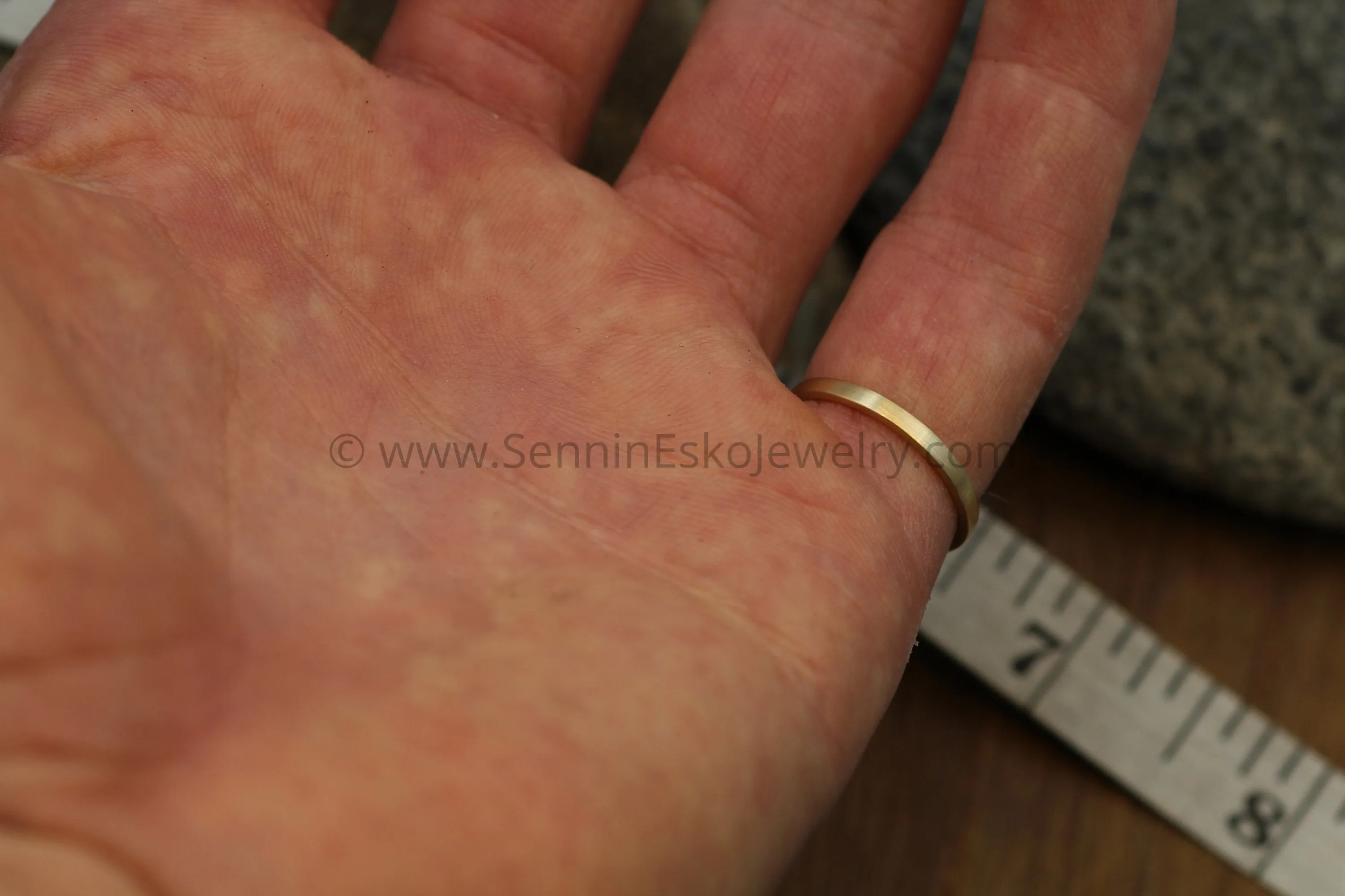 14kt yellow 2x1.2mm Flat Band - Matte Finish