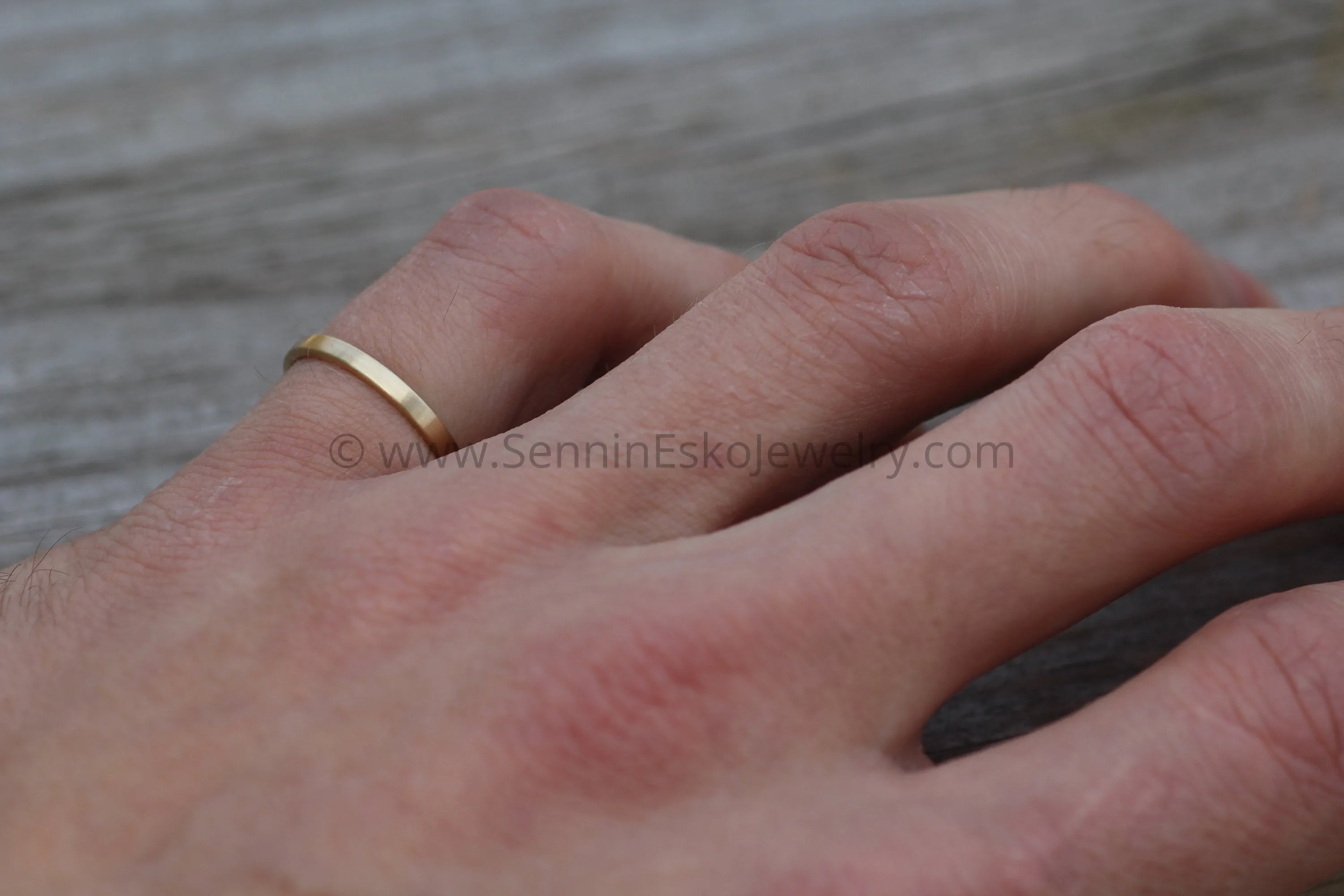 14kt yellow 2x1.2mm Flat Band - Matte Finish