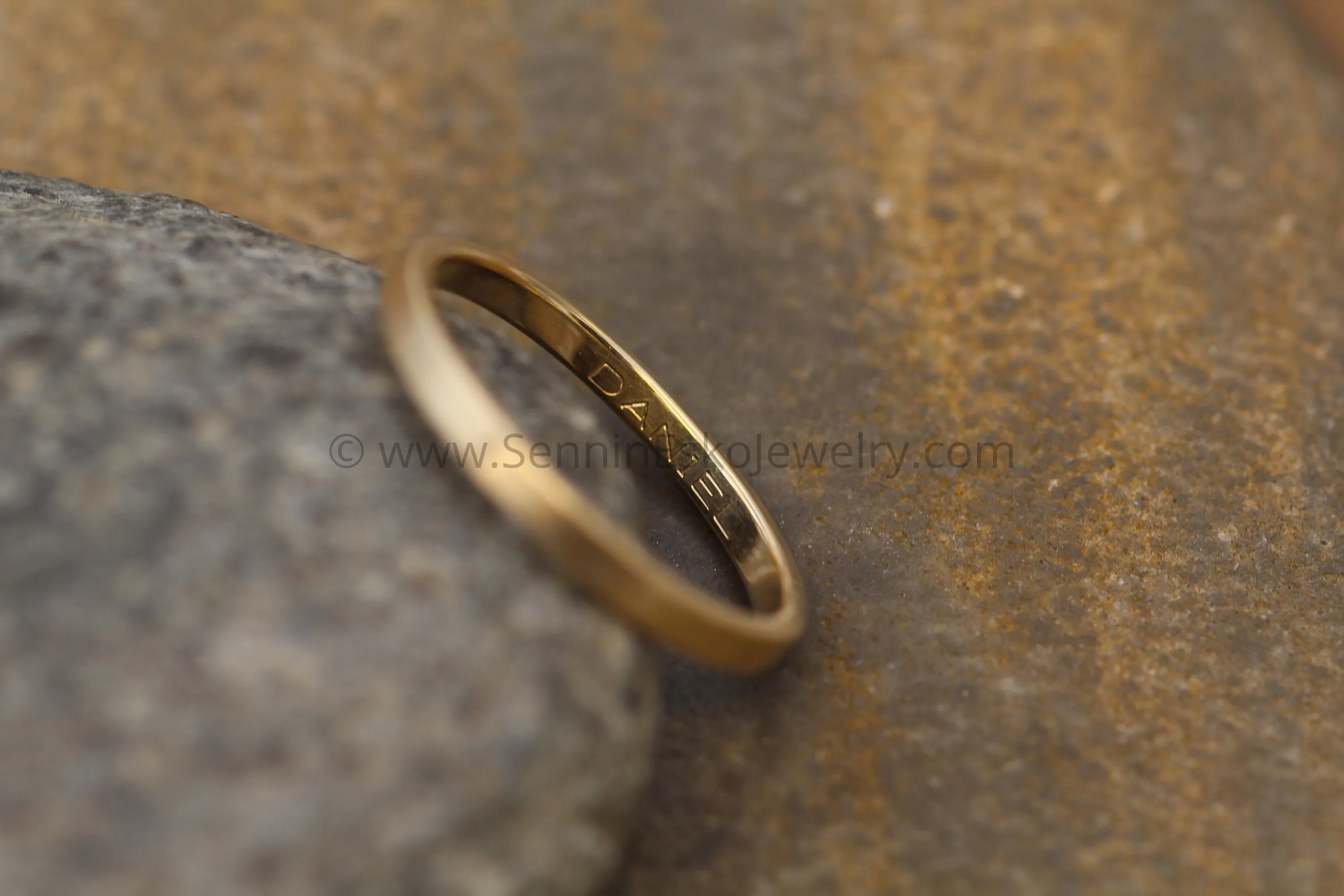 14kt yellow 2x1.2mm Flat Band - Matte Finish