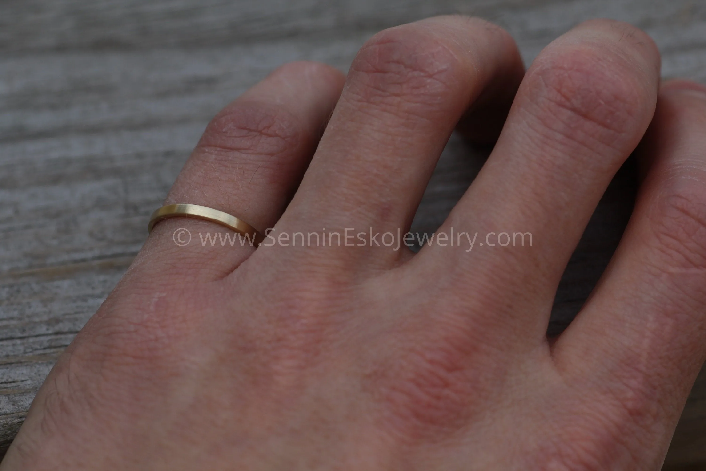 14kt yellow 2x1.2mm Flat Band - Matte Finish