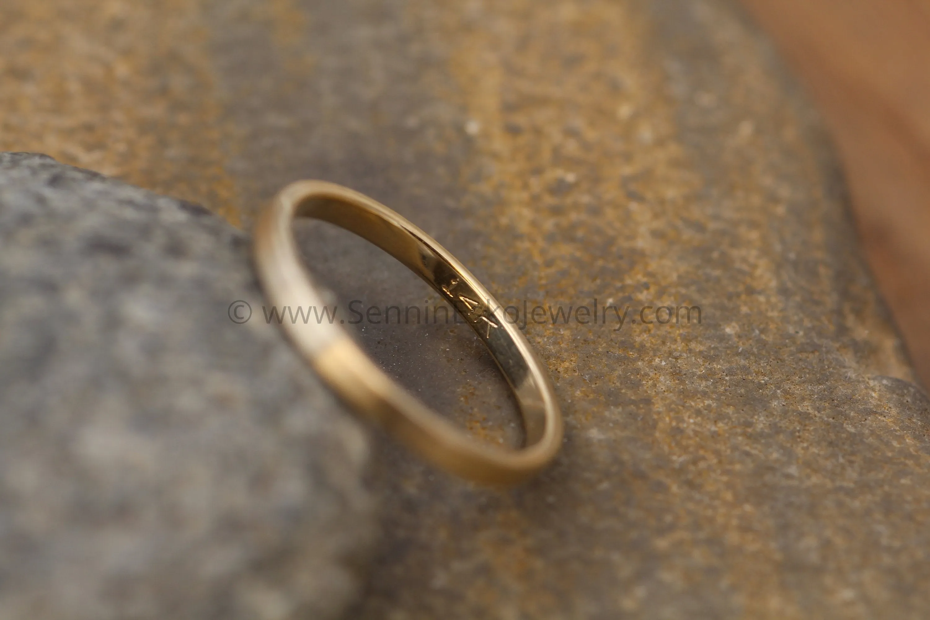 14kt yellow 2x1.2mm Flat Band - Matte Finish