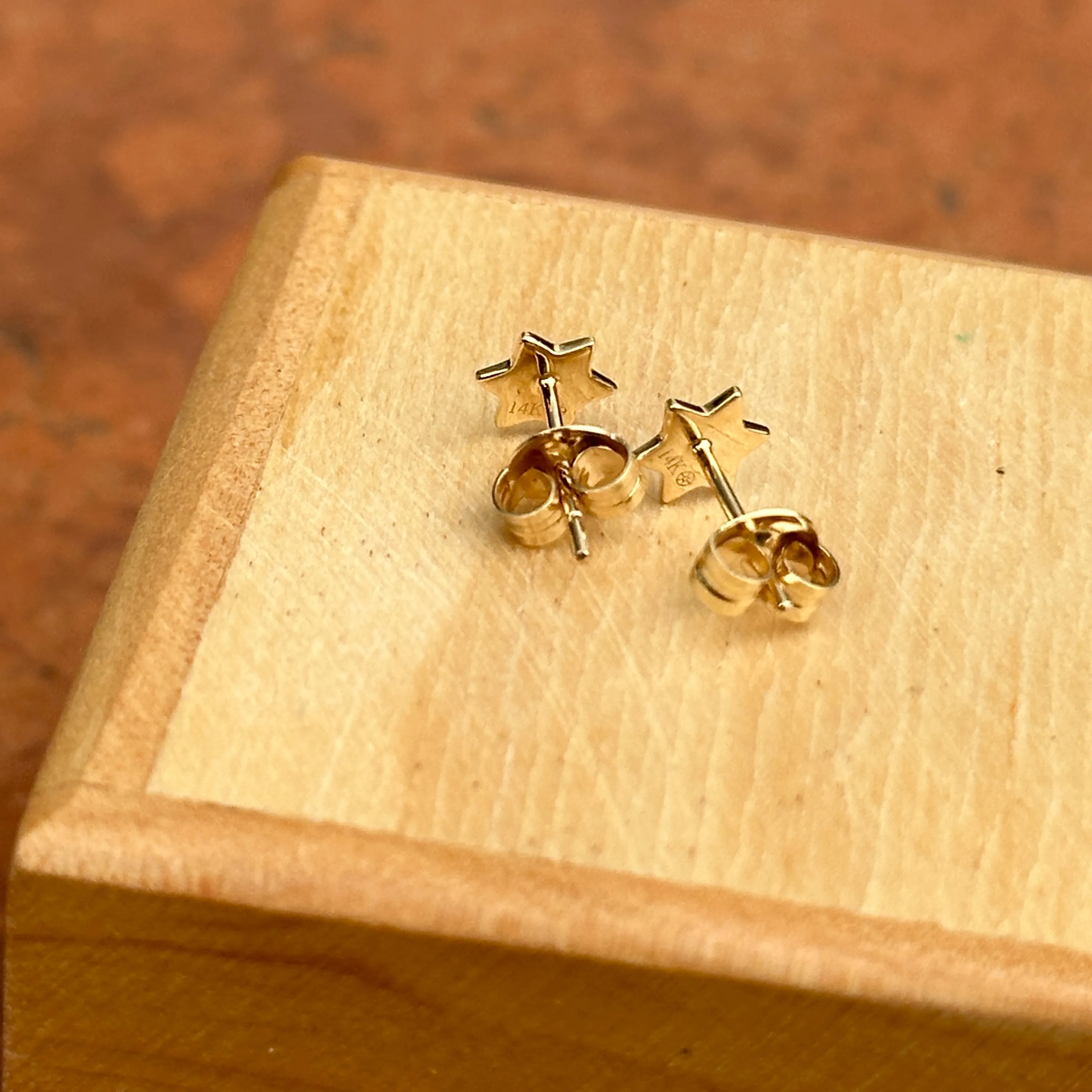 14KT Yellow Gold Pave Diamond Star of David Mini Stud Earrings