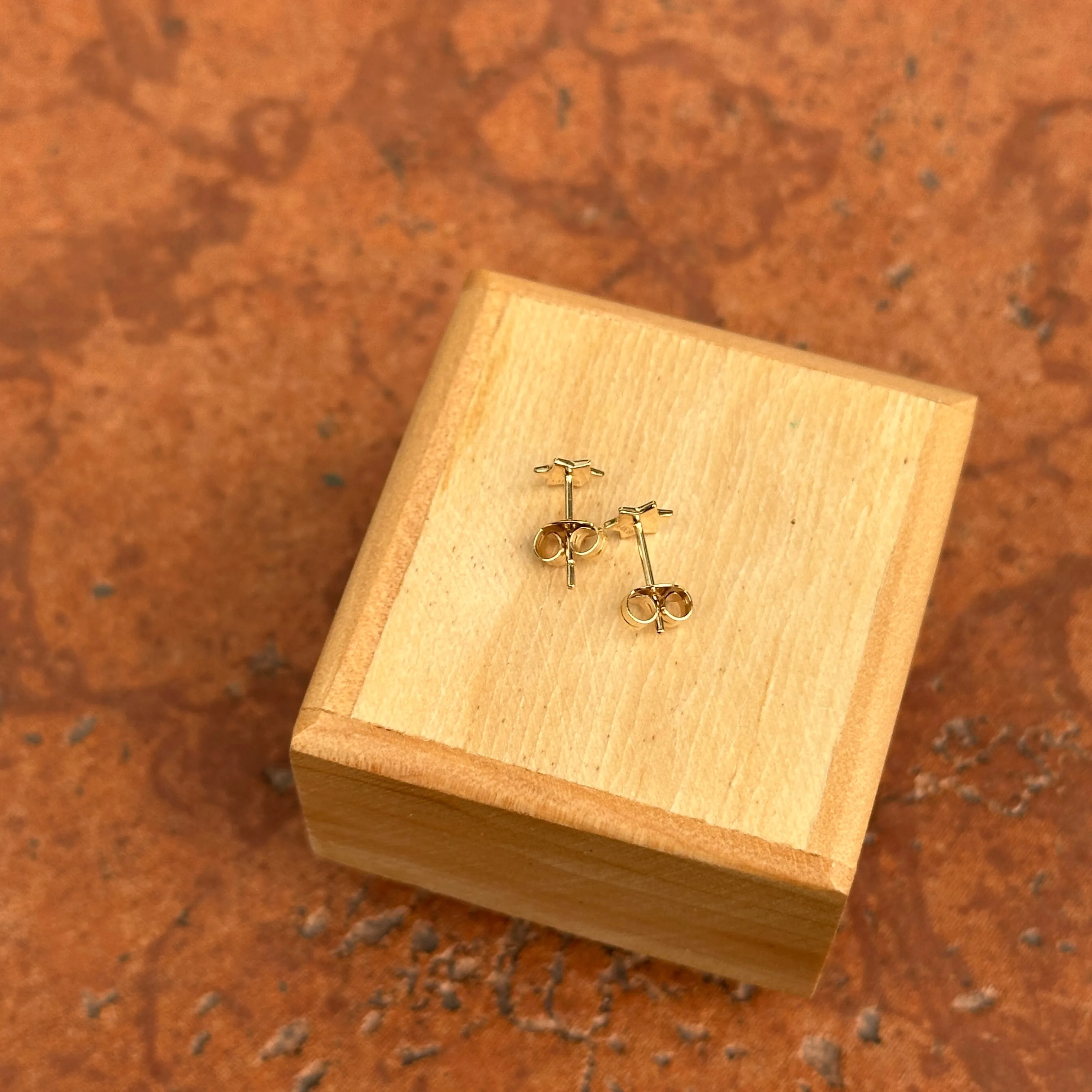 14KT Yellow Gold Pave Diamond Star of David Mini Stud Earrings