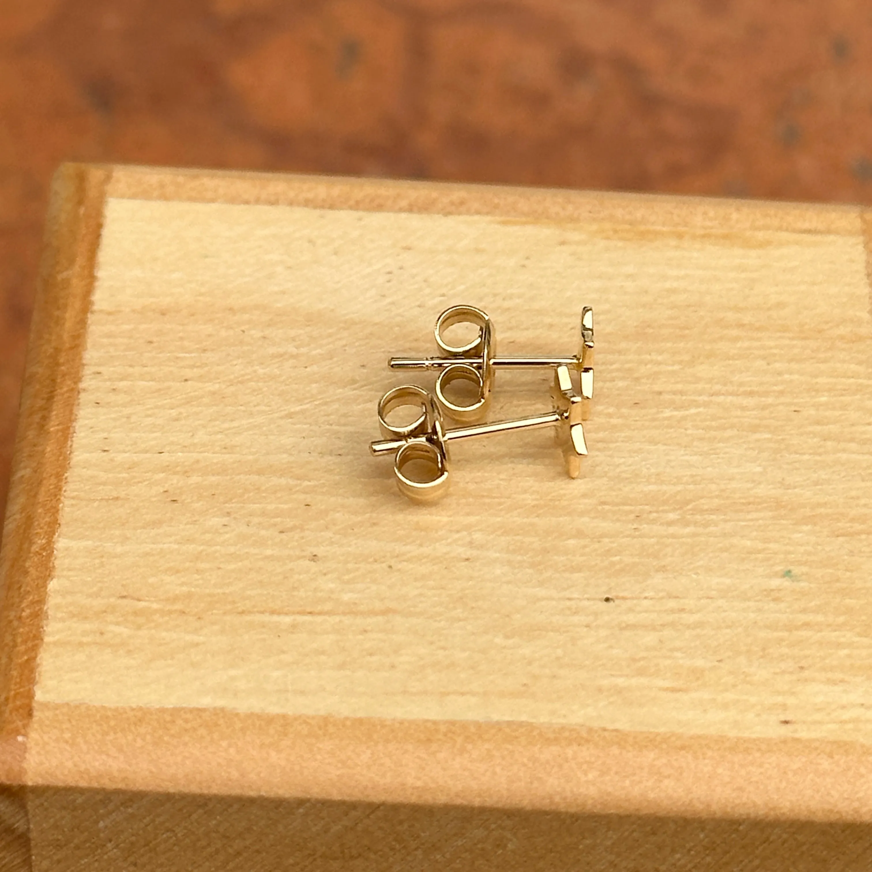 14KT Yellow Gold Pave Diamond Star of David Mini Stud Earrings