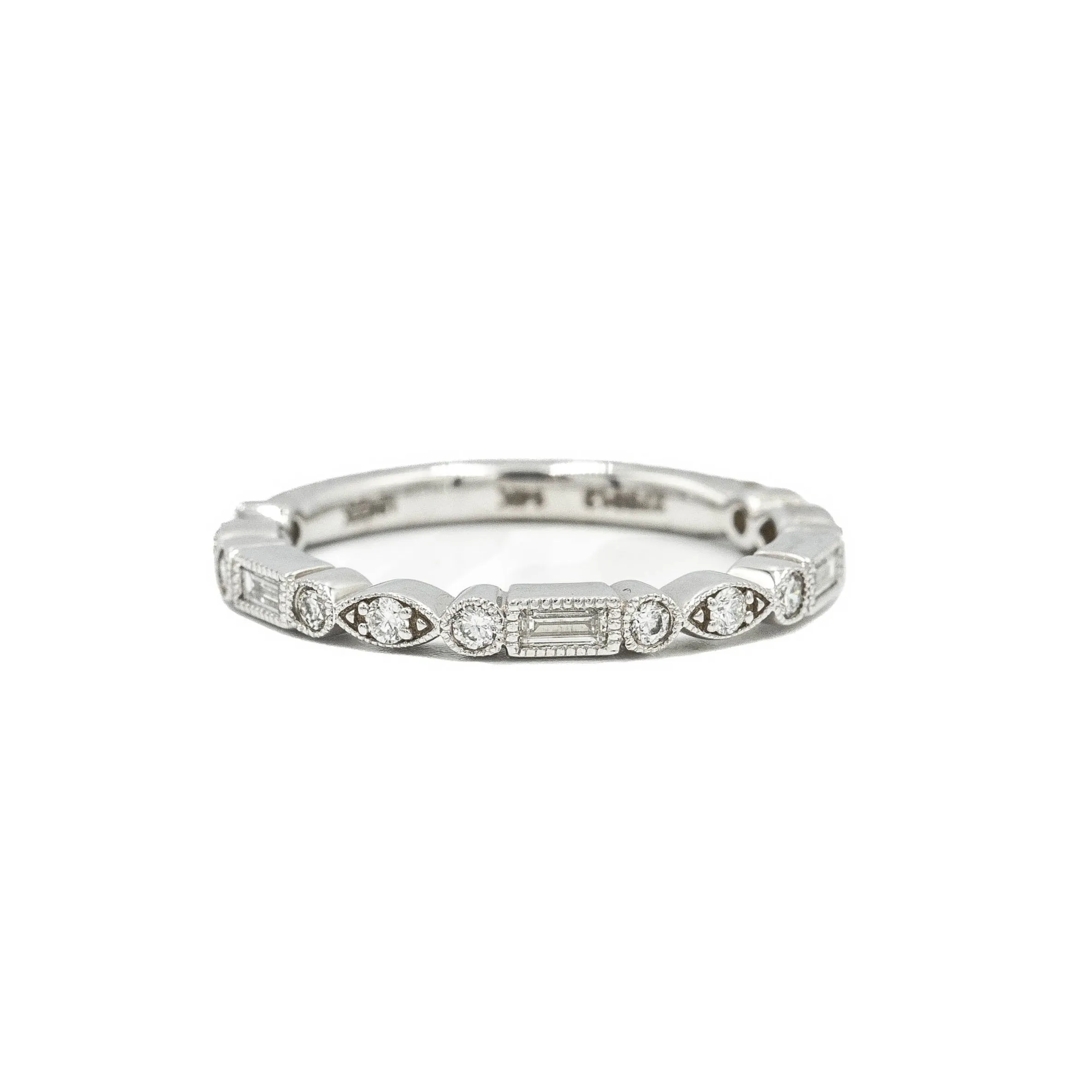 14kw Baguette & Multi Shape Bezel Diamond Band