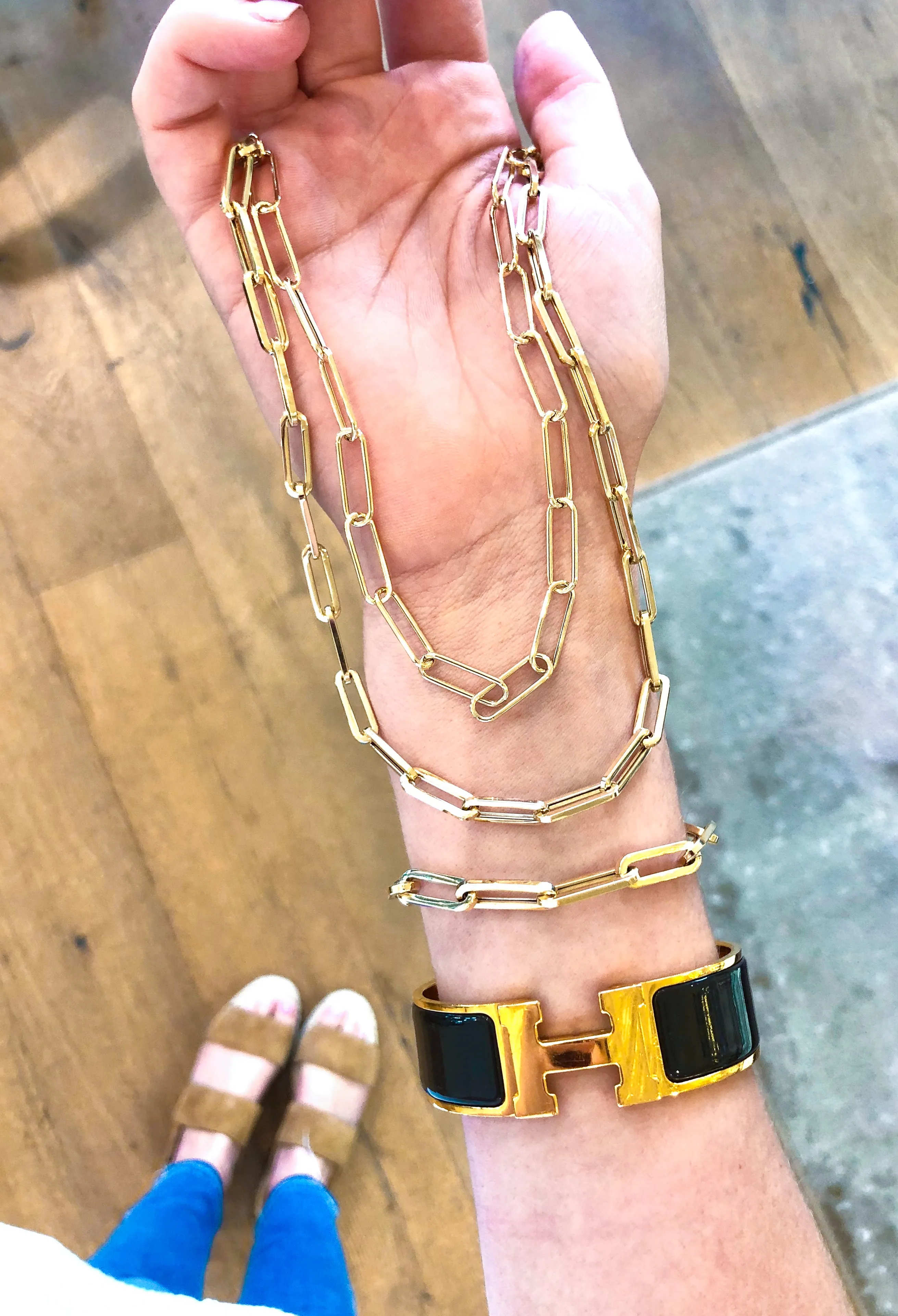 14KY Flat Links Paper Clip Necklace