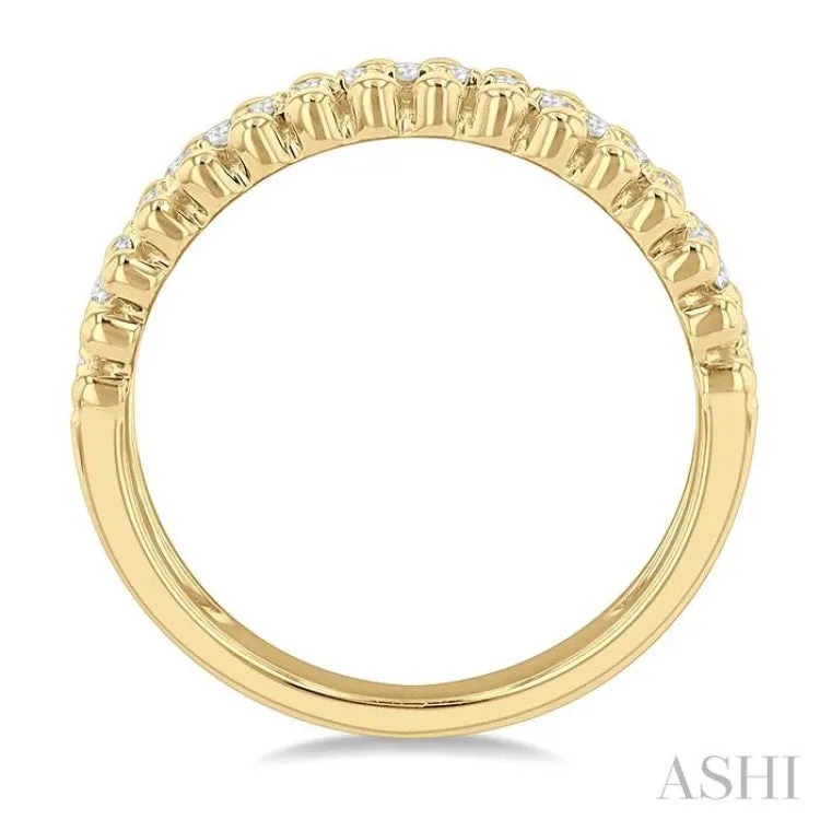 1/5 ctw Ball Bead Border Round Cut Diamond Fashion Band in 14K Yellow Gold
