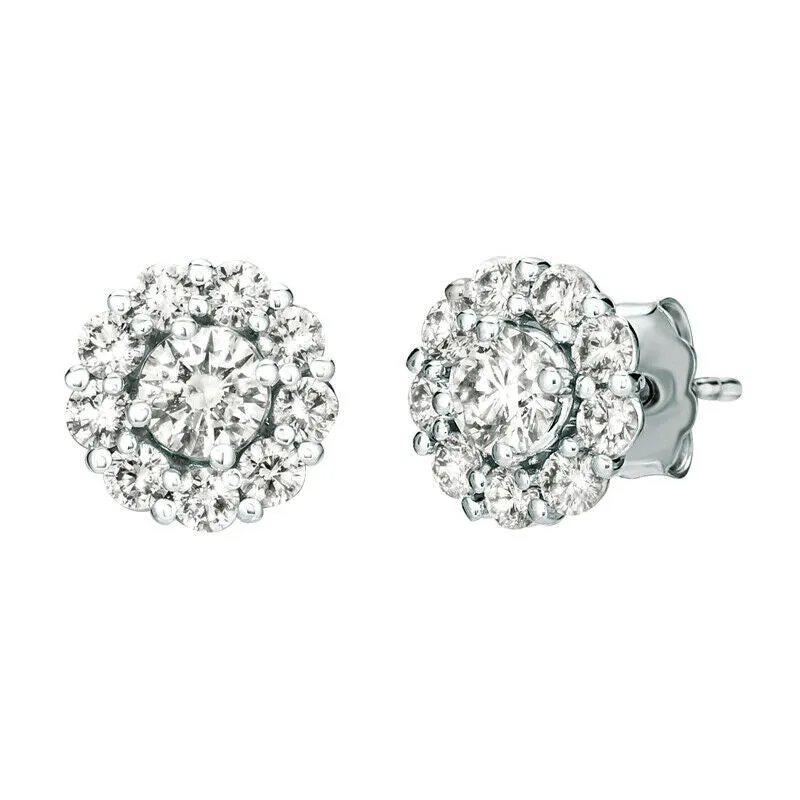 1.50 Carat Natural Diamond Stud Jacket Earrings G-H SI 14K White Gold